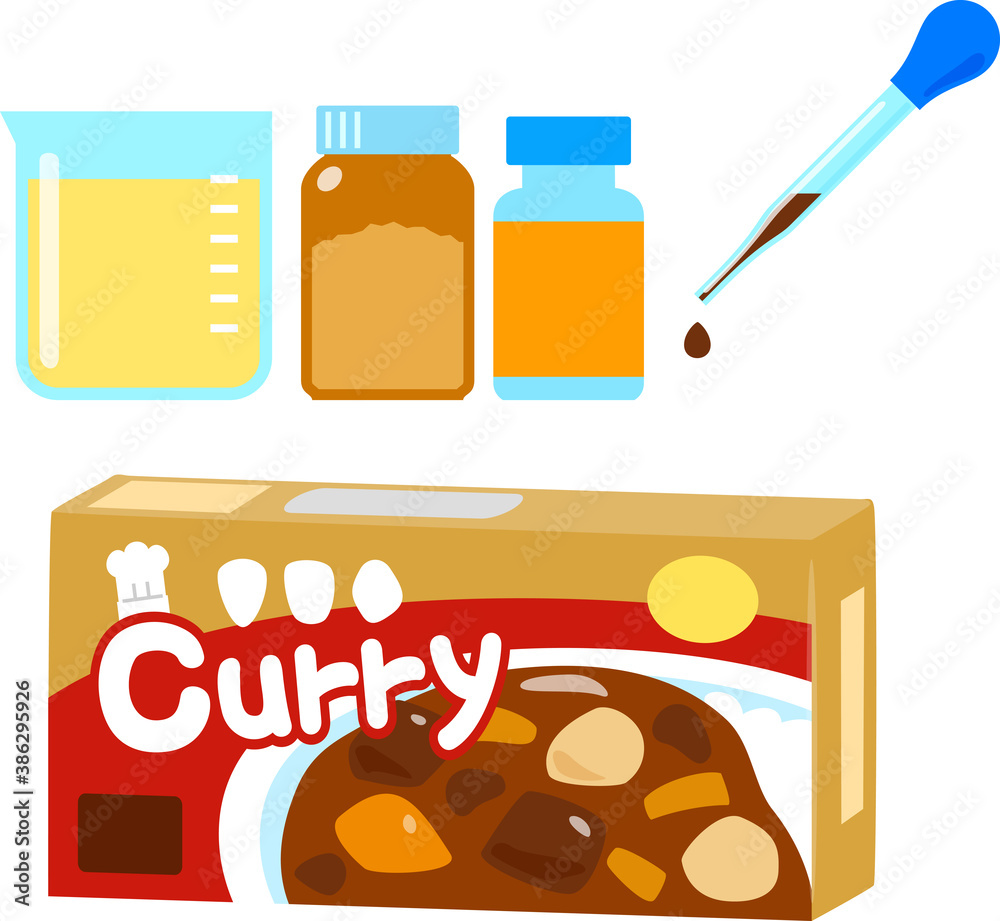 市販のカレールーと油脂や添加物のボトル Stock ベクター Adobe Stock