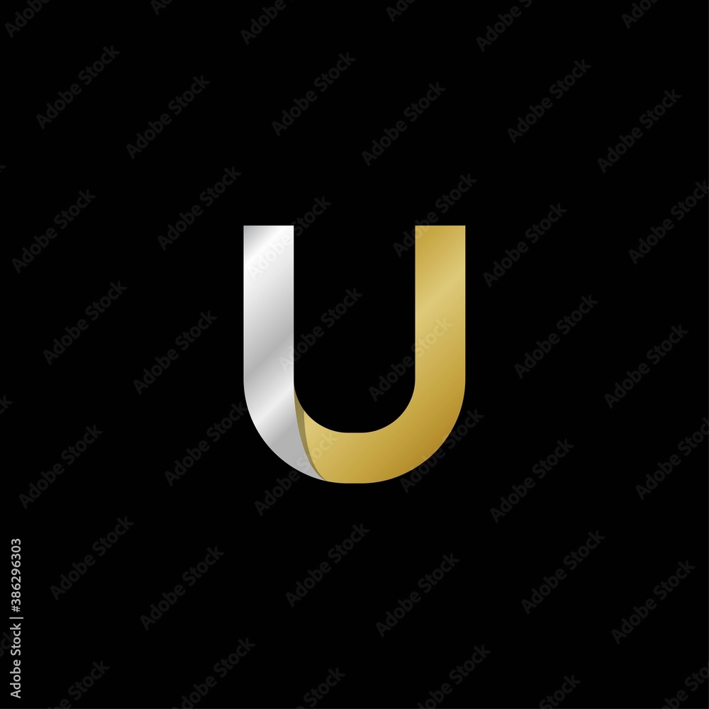 IU initial letter logo, simple shade, gold silver color IU initial letter logo, simple shade, gold silver color