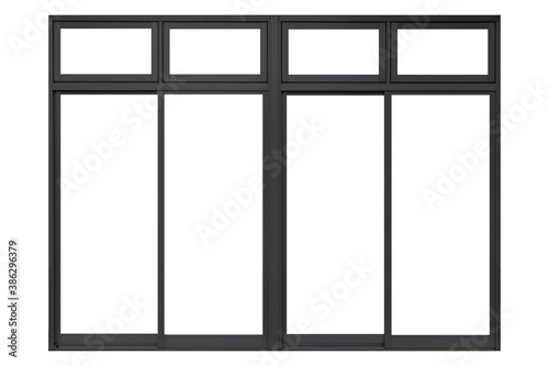 Black aluminum door frame isolated on a white background