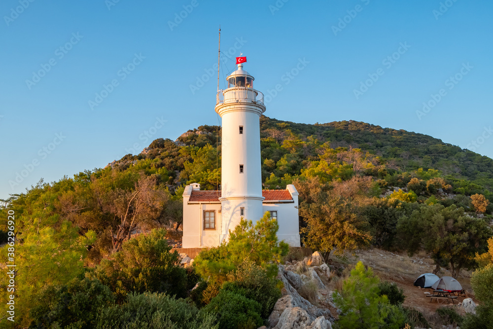 Lighthouse at Gelidonya cape in Mediterranean sea, Antalya.