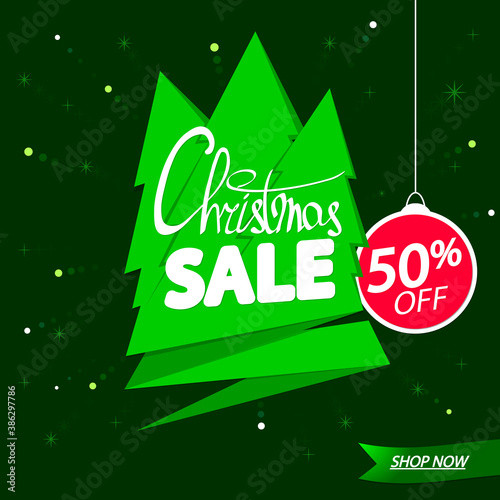 Christmas Sale 50  off  banner design template  Xmas discount tag  vector illustration