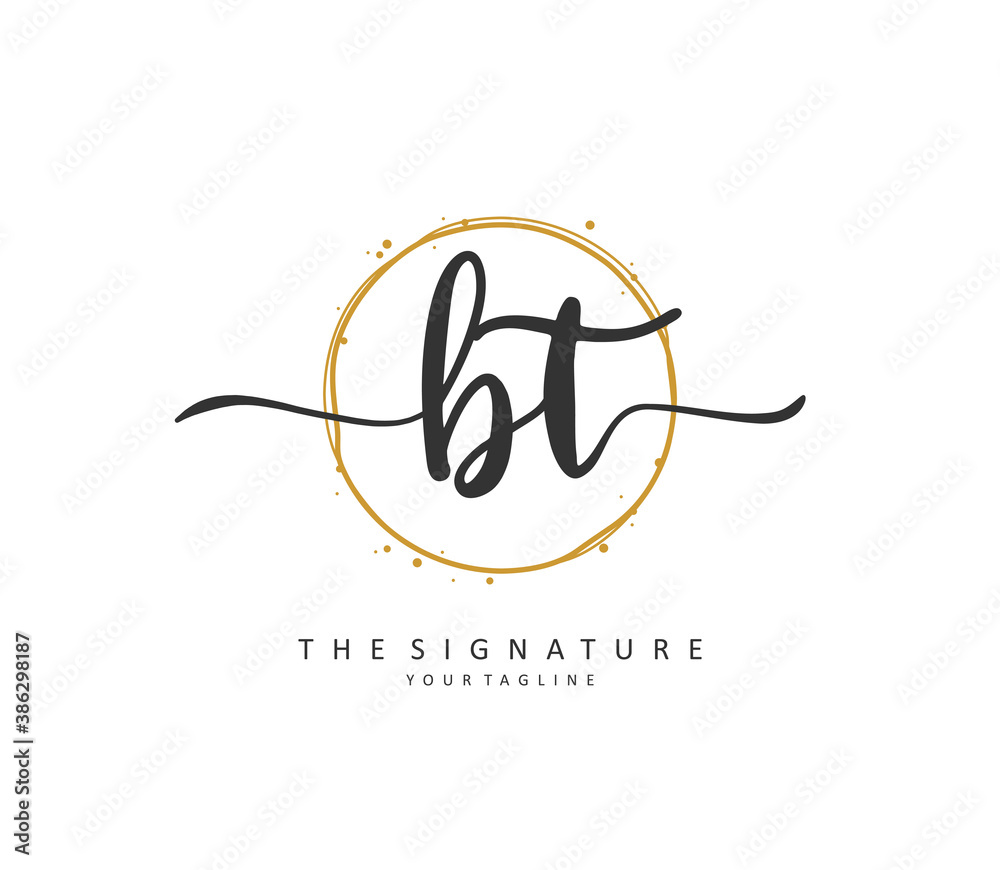 B T BT Initial letter handwriting and signature logo. A concept handwriting initial logo with template element. B T BT Initial letter handwriting and signature logo. A concept handwriting initial logo with template element.