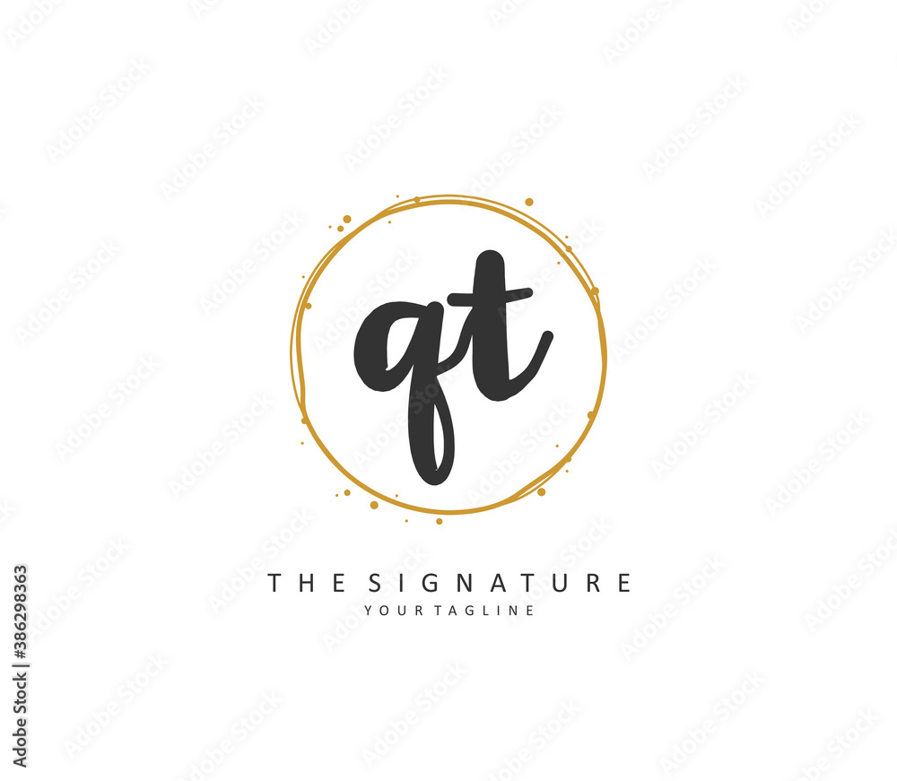 Q T QT Initial letter handwriting and signature logo. A concept handwriting initial logo with template element. Q T QT Initial letter handwriting and signature logo. A concept handwriting initial logo with template element.
