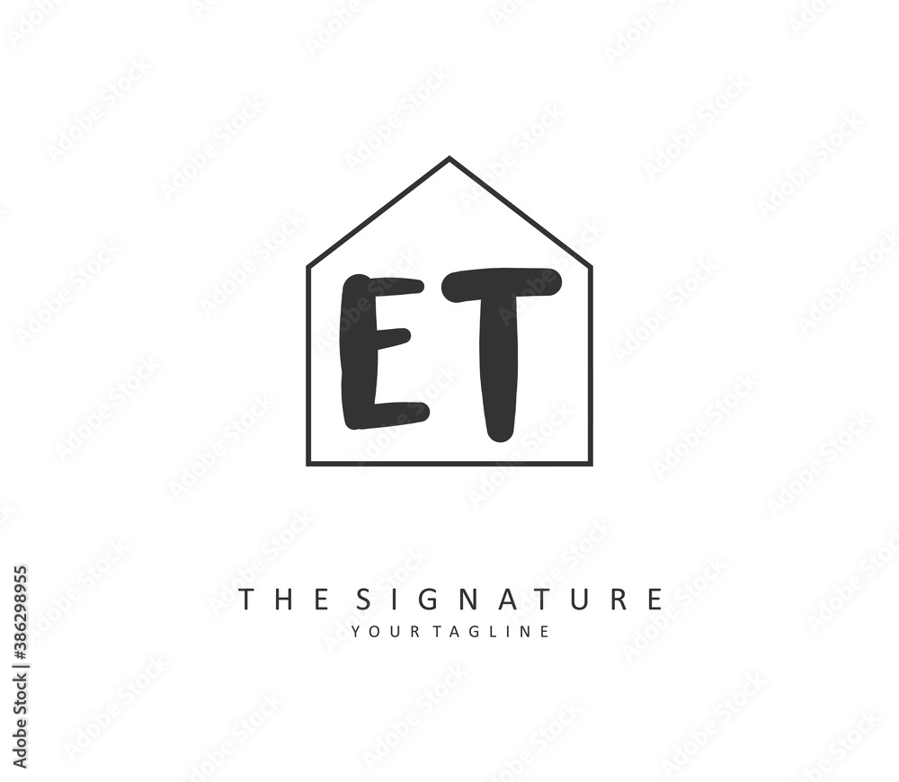 Fototapeta premium E T ET Initial letter handwriting and signature logo. A concept handwriting initial logo with template element.