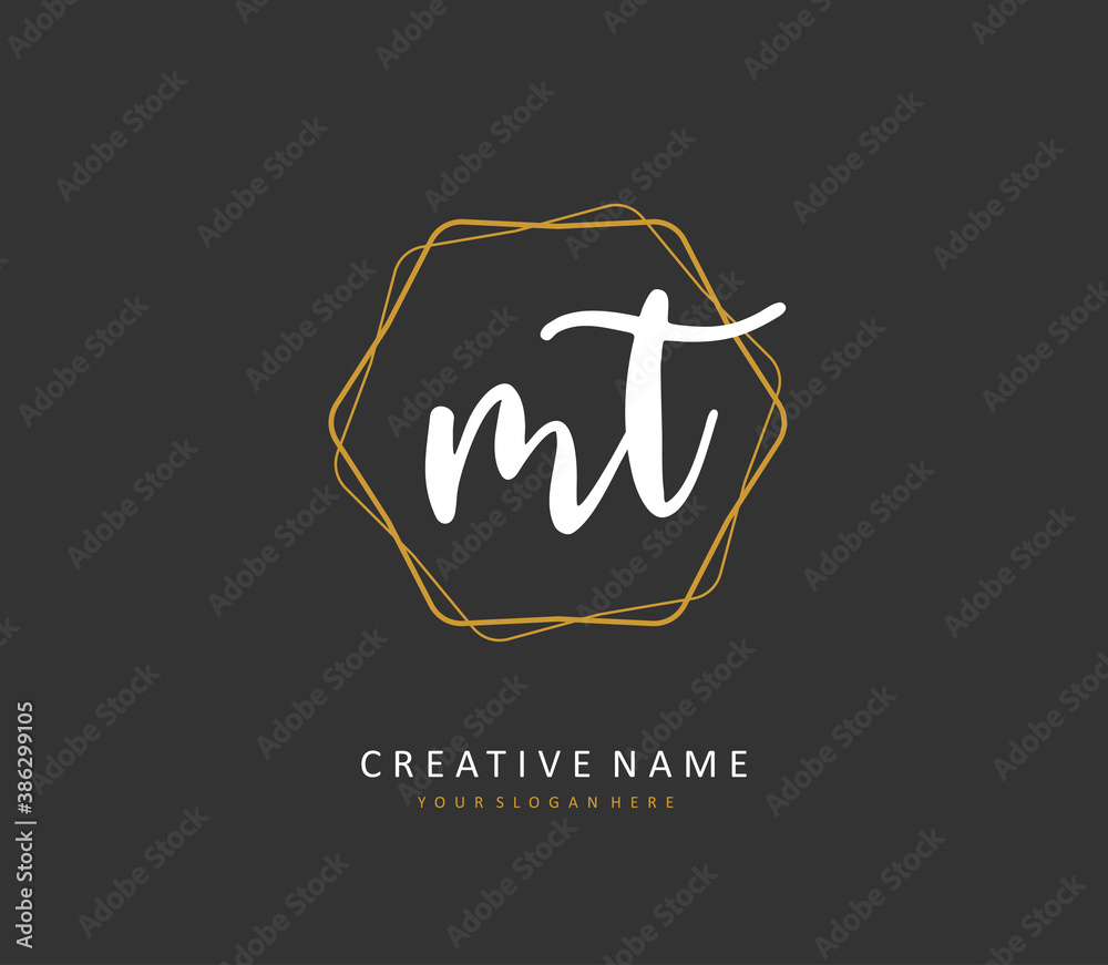 M T MT Initial letter handwriting and signature logo. A concept handwriting initial logo with template element. M T MT Initial letter handwriting and signature logo. A concept handwriting initial logo with template element.