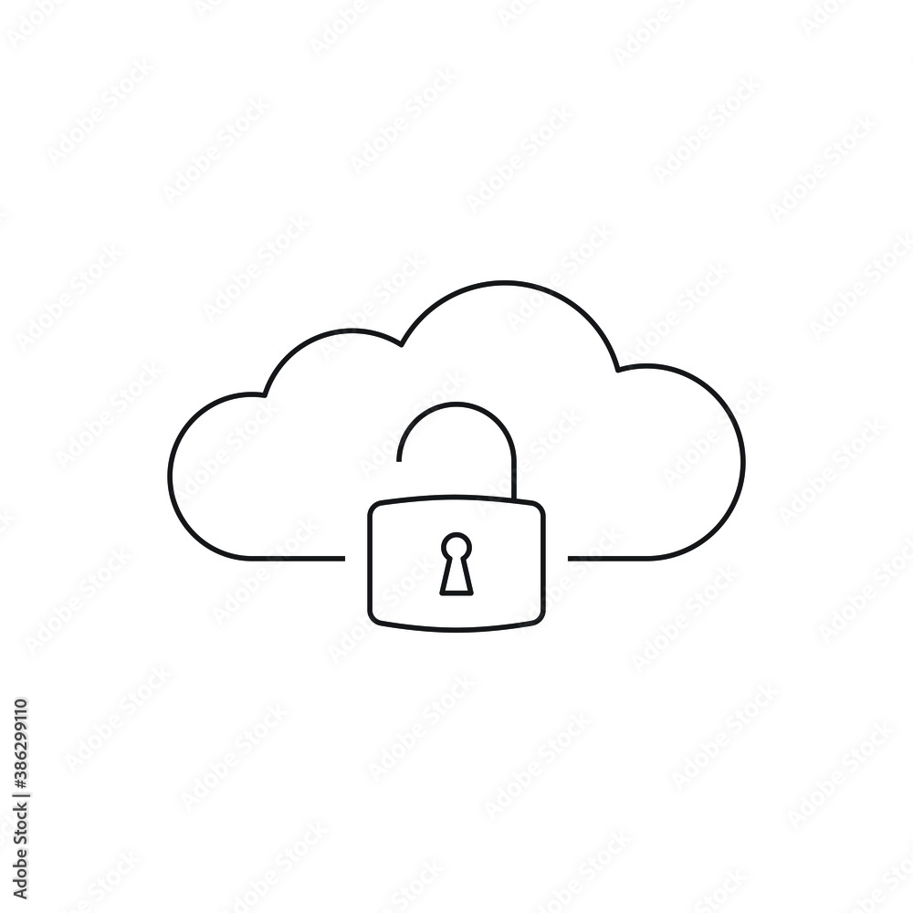 Cloud security icon design isolated on white background Cloud security icon design isolated on white background