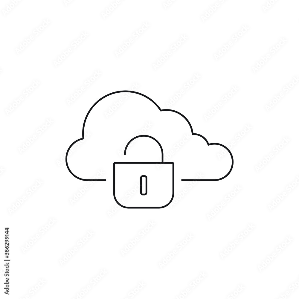 Cloud security icon design isolated on white background Cloud security icon design isolated on white background