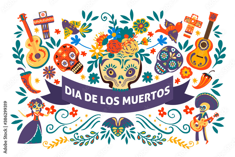 Dia de los muertos, day of the dead mexican holiday