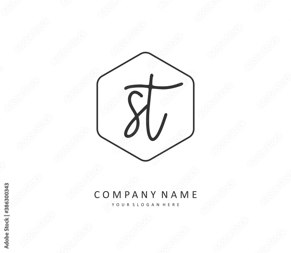 S T ST Initial letter handwriting and signature logo. A concept handwriting initial logo with template element. S T ST Initial letter handwriting and signature logo. A concept handwriting initial logo with template element.