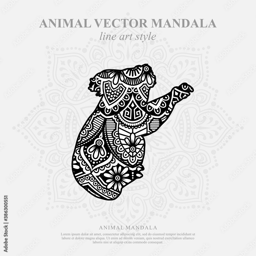 Fototapeta premium Animal Vector Mandala Line Art Style