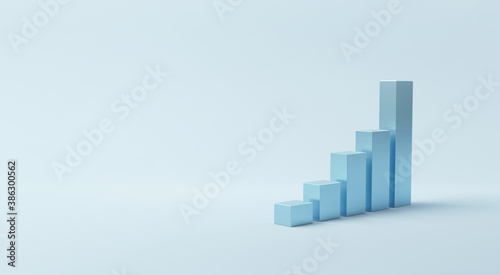 Blue stair step to growth success  3d render  progress way and forward achievement creative concept