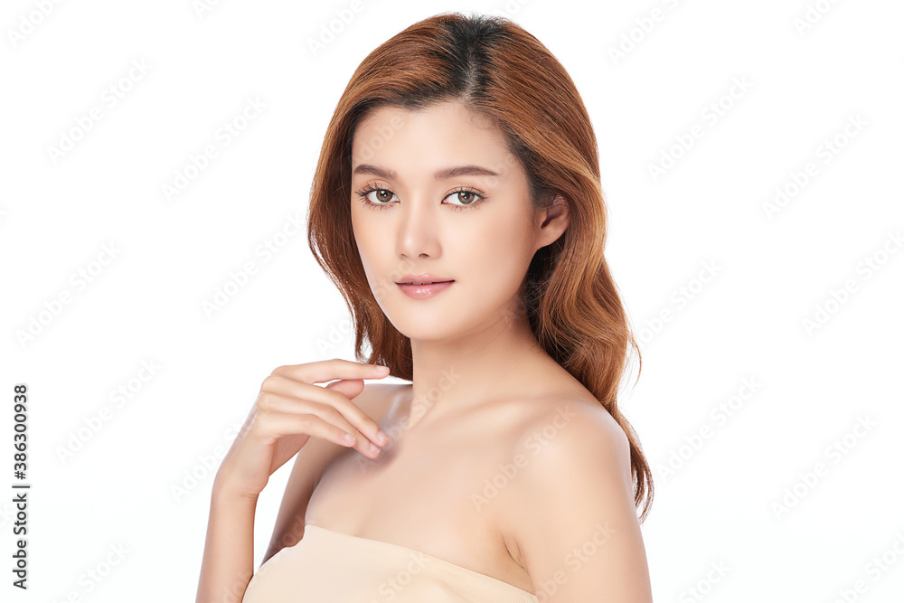 Beautiful young asian woman with clean fresh skin on white background, Face care, Facial treatment, Cosmetology, beauty and spa, Asian women portrait Beautiful young asian woman with clean fresh skin on white background, Face care, Facial treatment, Cosmetology, beauty and spa, Asian women portrait