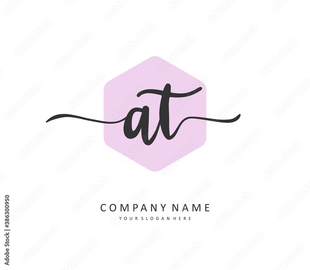 A T AT Initial letter handwriting and signature logo. A concept handwriting initial logo with template element. A T AT Initial letter handwriting and signature logo. A concept handwriting initial logo with template element.