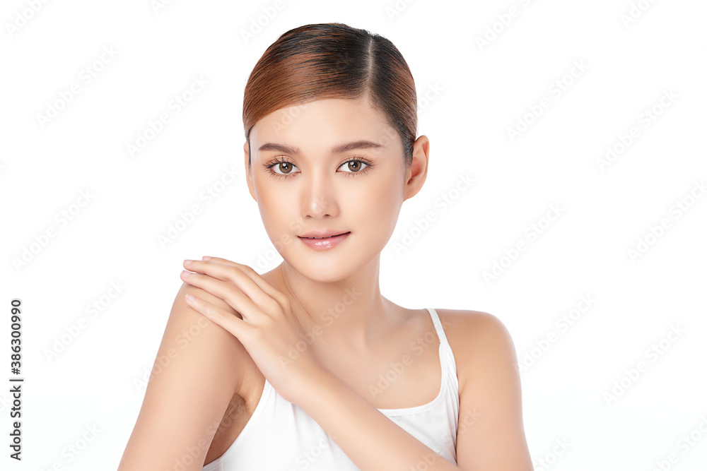 Beautiful young asian woman with clean fresh skin on white background, Face care, Facial treatment, Cosmetology, beauty and spa, Asian women portrait Beautiful young asian woman with clean fresh skin on white background, Face care, Facial treatment, Cosmetology, beauty and spa, Asian women portrait