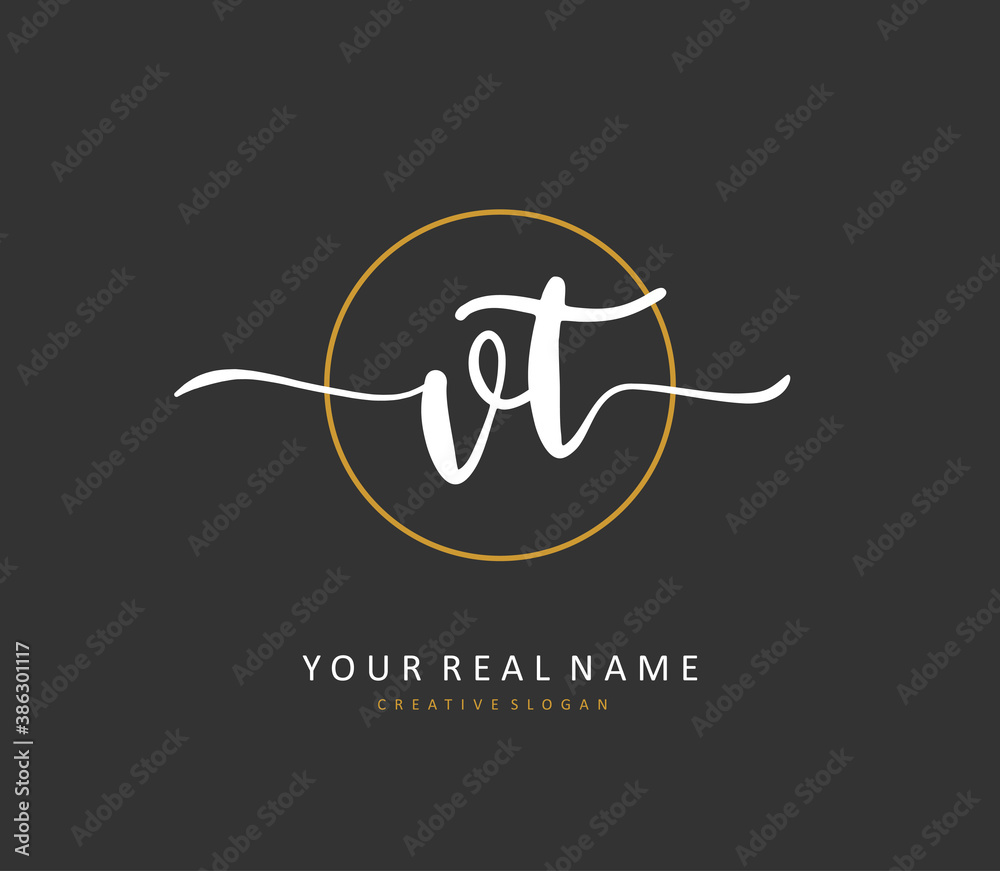 V T VT Initial letter handwriting and signature logo. A concept handwriting initial logo with template element. V T VT Initial letter handwriting and signature logo. A concept handwriting initial logo with template element.
