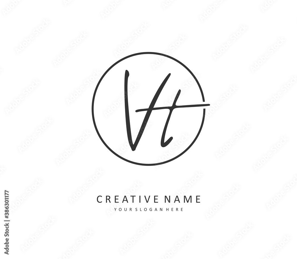 V T VT Initial letter handwriting and signature logo. A concept handwriting initial logo with template element.