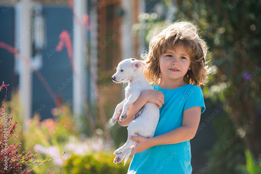 Cute kids boy hugging dog, hug friends. Cute kids boy hugging dog, hug friends.