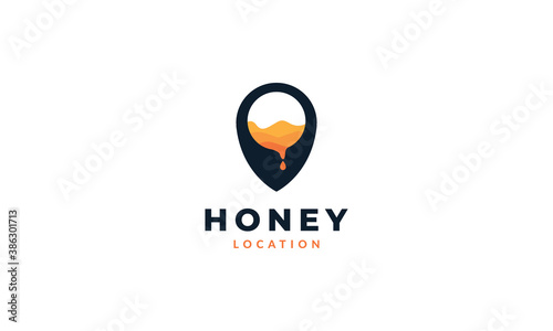 bee honey comb location map pin logo vector icon illustration design