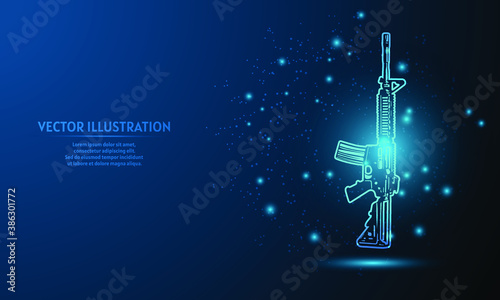 glowing assault rifle on dark blue background