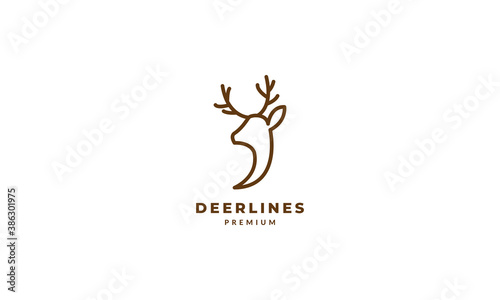 animal modern deer head lines unique logo vector icon illustration design