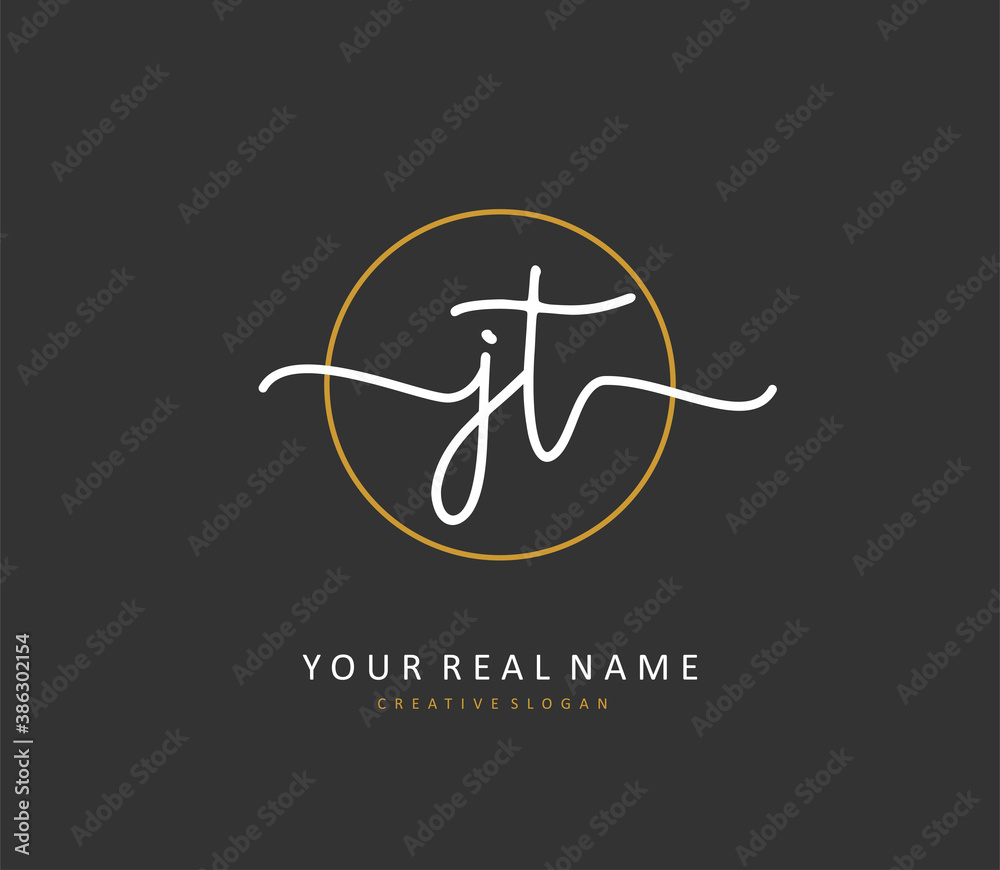 J T JT Initial letter handwriting and signature logo. A concept handwriting initial logo with template element. J T JT Initial letter handwriting and signature logo. A concept handwriting initial logo with template element.