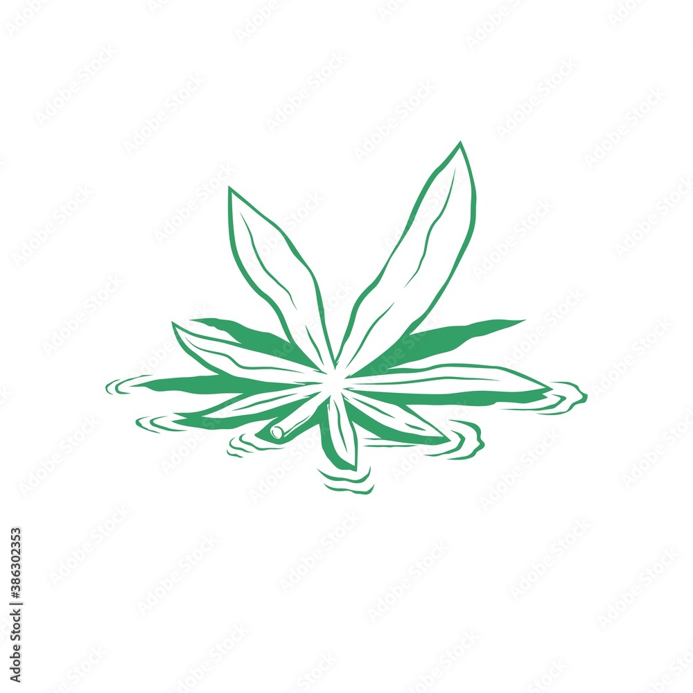 green cannabis floating on the water logo. vector illustration green cannabis floating on the water logo. vector illustration