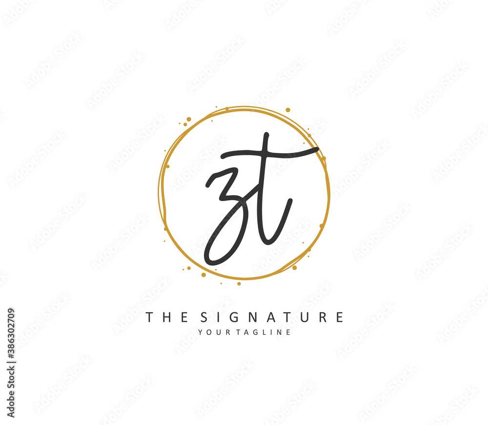Z T ZT Initial letter handwriting and signature logo. A concept handwriting initial logo with template element. Z T ZT Initial letter handwriting and signature logo. A concept handwriting initial logo with template element.