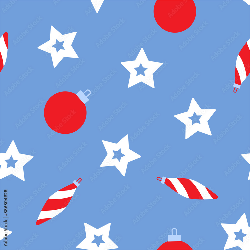 Winter seamless pattern with Christmas toy