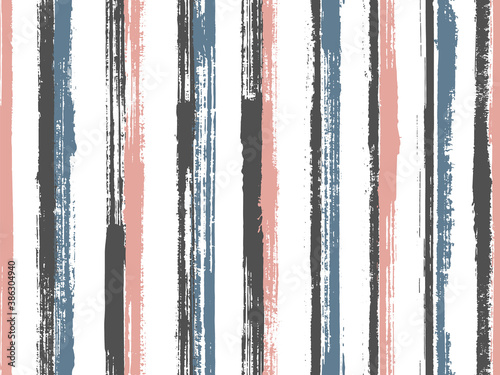 Watercolor brush stroke straight lines vector seamless pattern. Hipster swimwear marine design. 