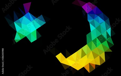 Dark Multicolor, Rainbow vector blurry triangle template.