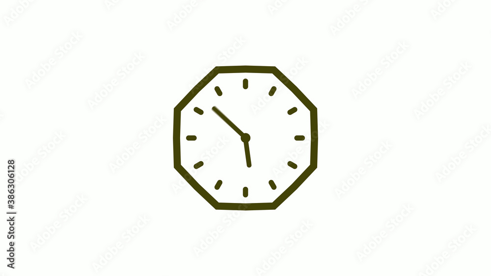 New 12 hours counting down clock icon on white background, Yellow dark counting down clock icon New 12 hours counting down clock icon on white background, Yellow dark counting down clock icon