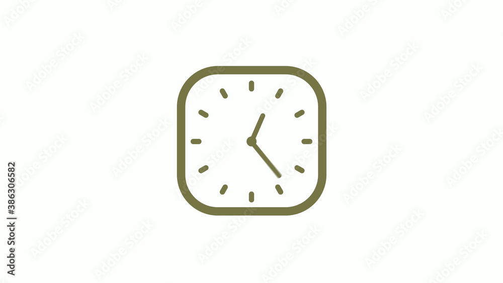 Amazing yellow gray square clock icon on white background, 12 hours clock icon Amazing yellow gray square clock icon on white background, 12 hours clock icon