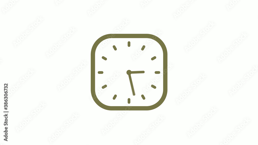 Amazing yellow gray square clock icon on white background, 12 hours clock icon Amazing yellow gray square clock icon on white background, 12 hours clock icon