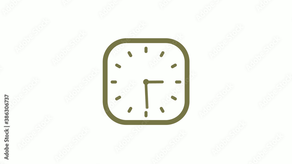 Amazing yellow gray square clock icon on white background, 12 hours clock icon Amazing yellow gray square clock icon on white background, 12 hours clock icon