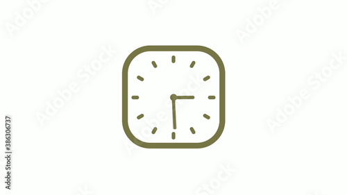 Amazing yellow gray square clock icon on white background, 12 hours clock icon