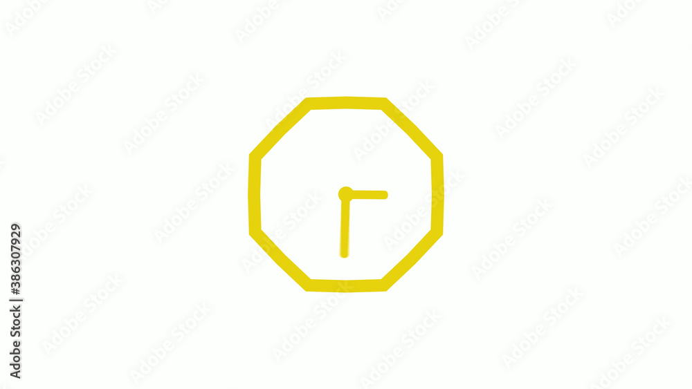Yellow color counting down clock icon without trick, Clockisolated Yellow color counting down clock icon without trick, Clockisolated