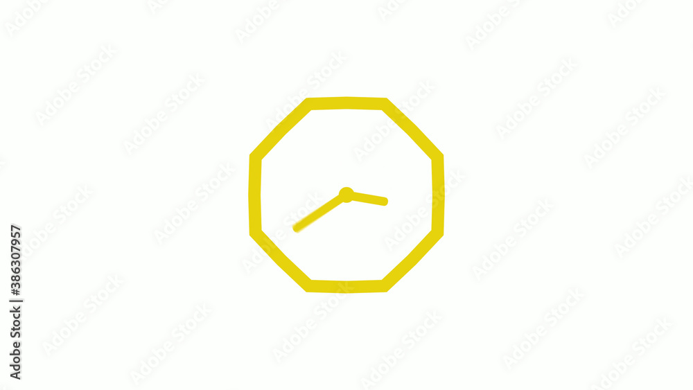 Yellow color counting down clock icon without trick, Clockisolated Yellow color counting down clock icon without trick, Clockisolated