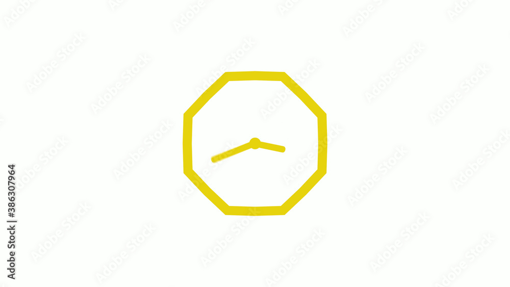Yellow color counting down clock icon without trick, Clockisolated Yellow color counting down clock icon without trick, Clockisolated