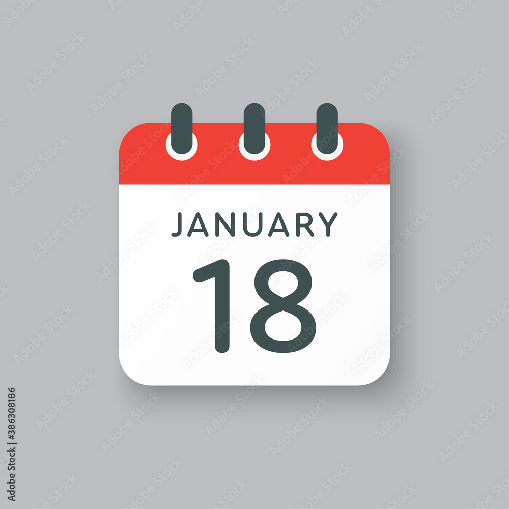 Icon day date 18 January, template calendar page Icon day date 18 January, template calendar page