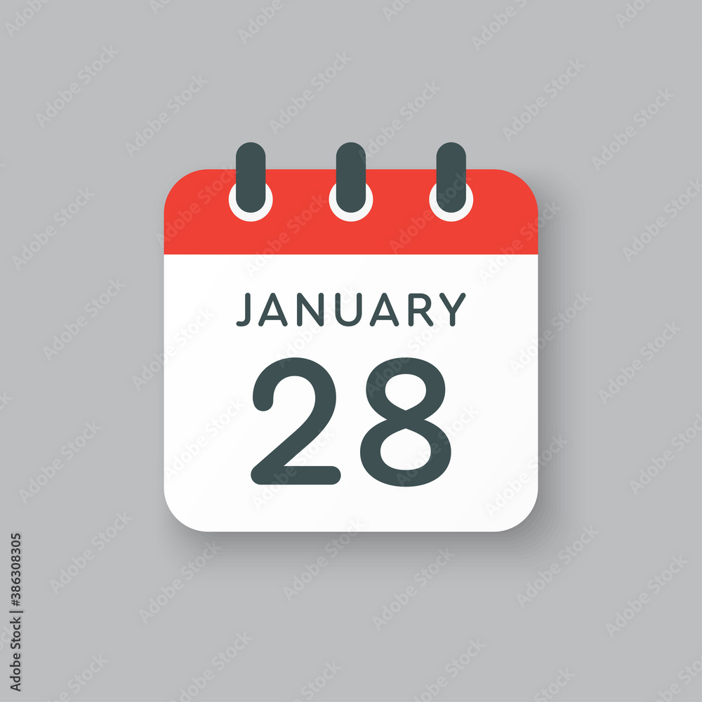 Icon day date 28 January, template calendar page Icon day date 28 January, template calendar page