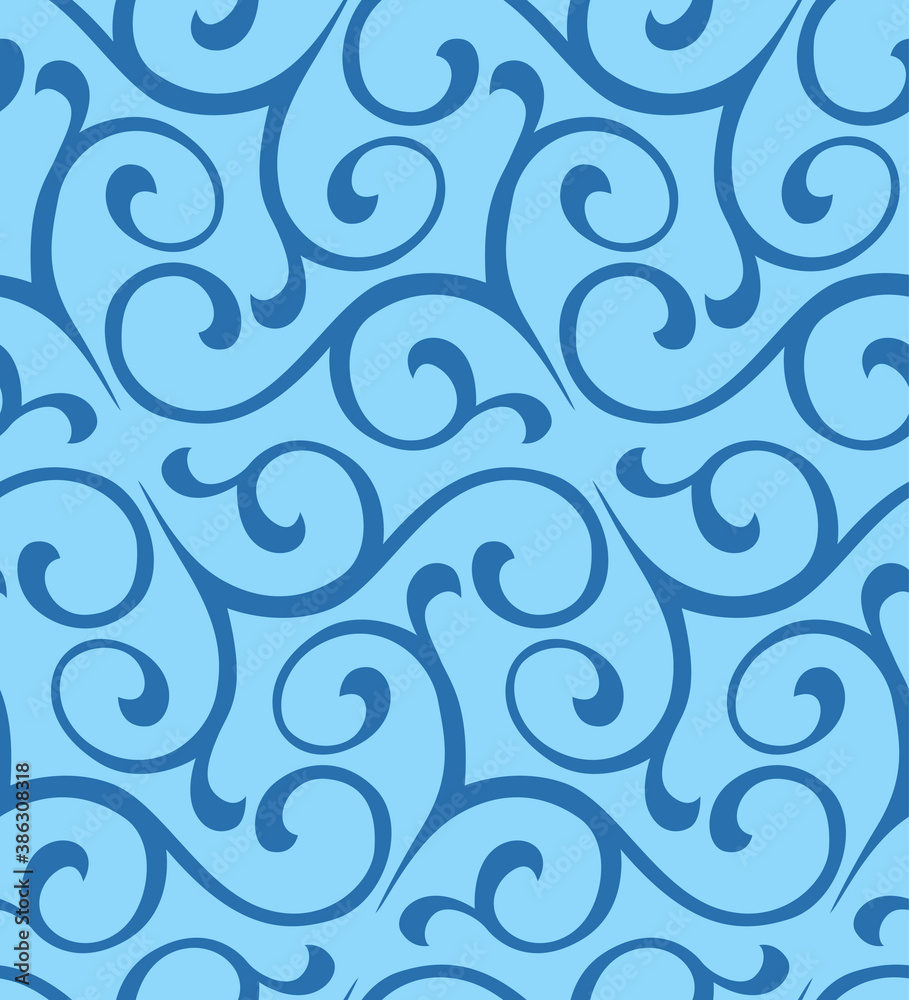 Japanese Arabesque Curl Ivy Vector Seamless Pattern