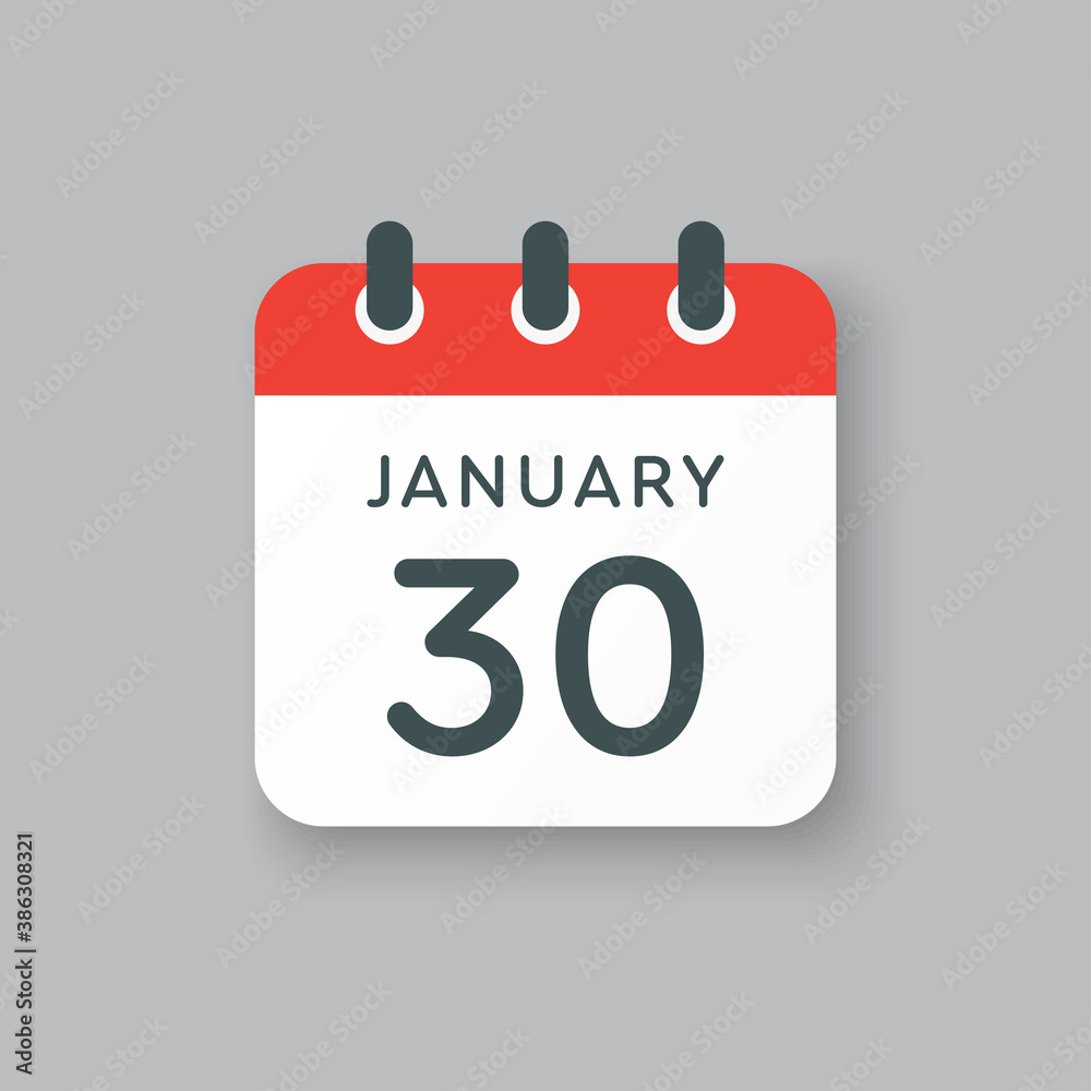 Icon day date 30 January, template calendar page Icon day date 30 January, template calendar page