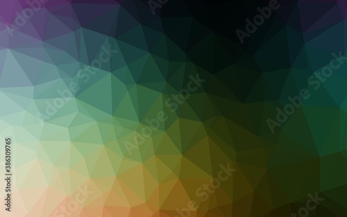 Dark Multicolor, Rainbow vector blurry triangle pattern.