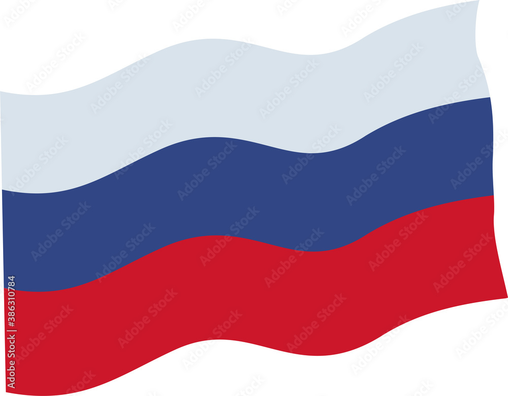 Fototapeta premium Russian flag. The banner of the Russian Federation flies in the wind. Vector illustration. Flat infographics..