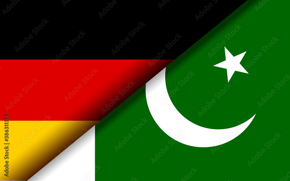Flags of the Germany and Pakistan divided diagonally Flags of the Germany and Pakistan divided diagonally