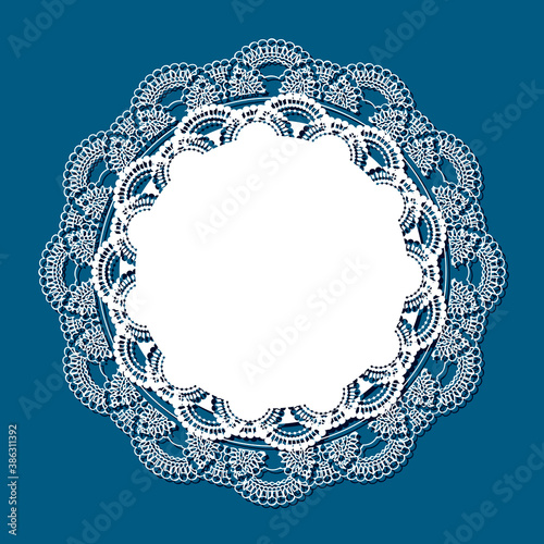 レースペーパー 背景 フレーム 素材 ベクター イラスト　青