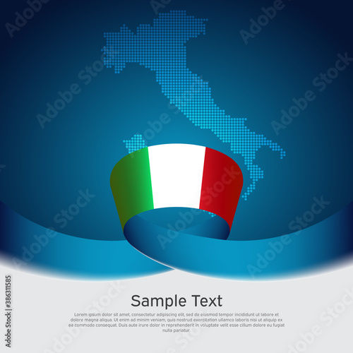 Italy flag background. Mosaic map, flag of italy on a blue white background. National poster. Vector tricolor design. State italian patriotic banner, business flyer, cover