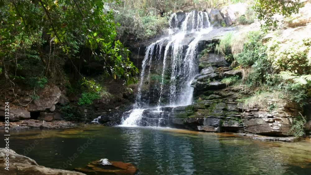Flowing waters of the waterfall of peace in Delfinópolis mg Flowing waters of the waterfall of peace in Delfinópolis mg