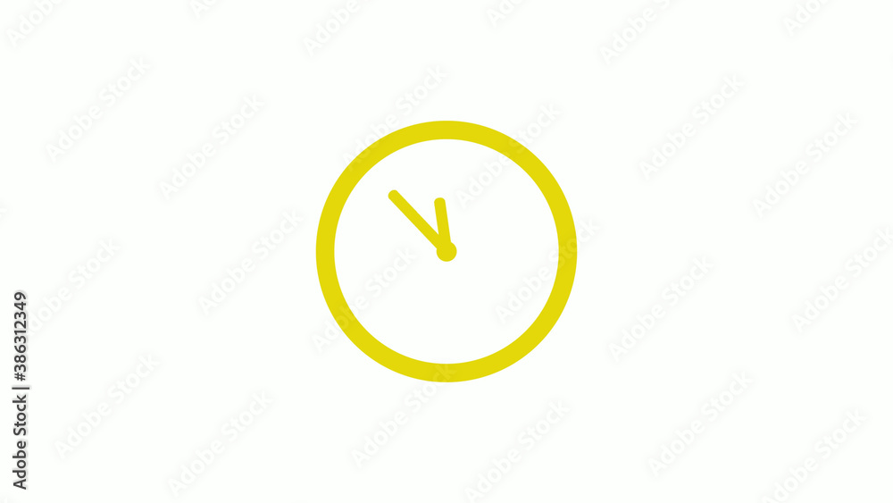 Amazing yellow color circle clock icon on white background, 12 hours clock icon Amazing yellow color circle clock icon on white background, 12 hours clock icon