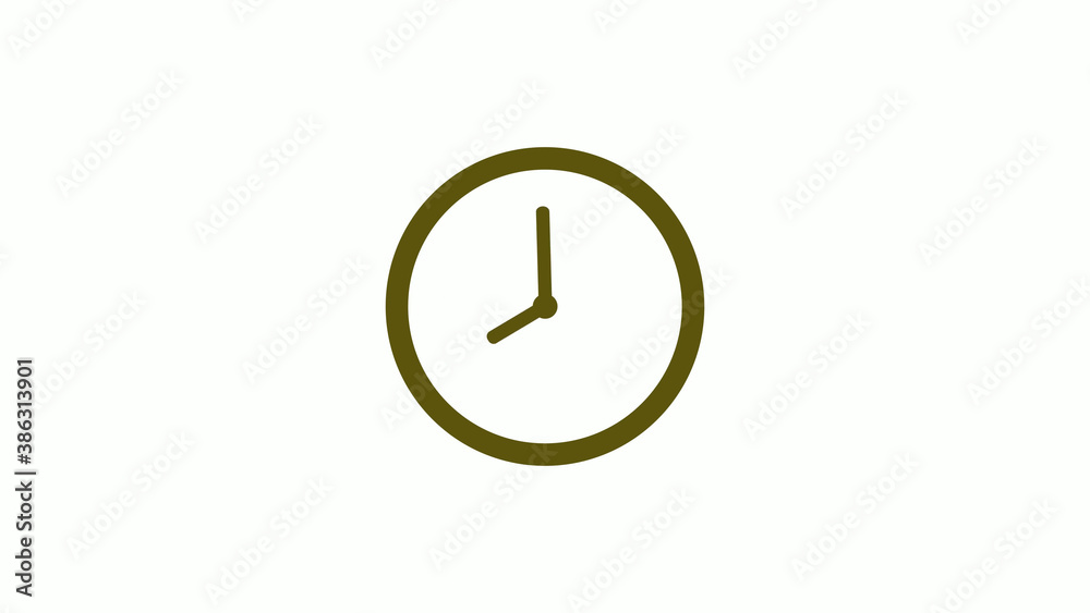Circle yellow dark 12 hours clockicon on white background,yellow dark clockicon without trick Circle yellow dark 12 hours clockicon on white background,yellow dark clockicon without trick